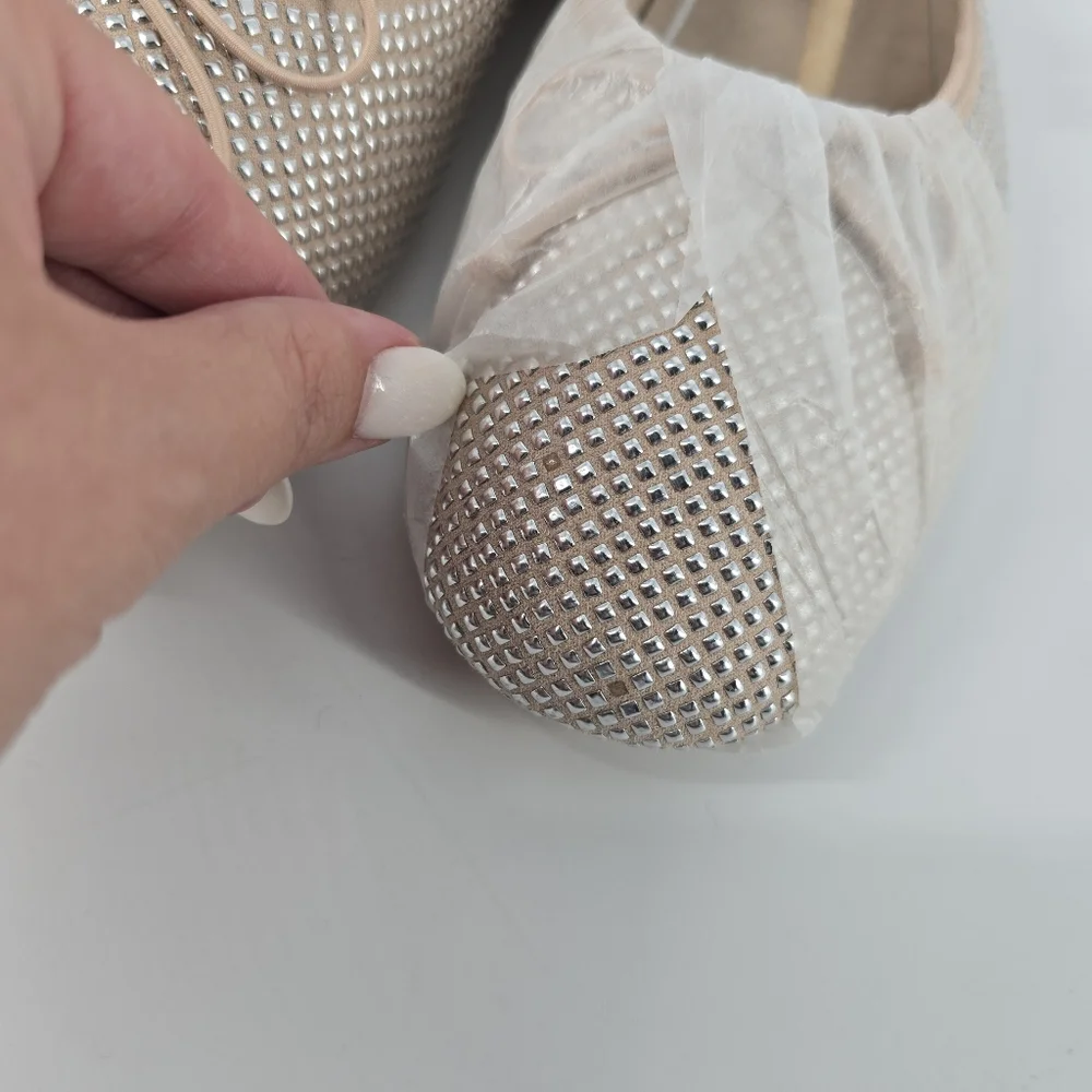 Zara Girl's Studded Beige Ballet Flats Size 37 US 5